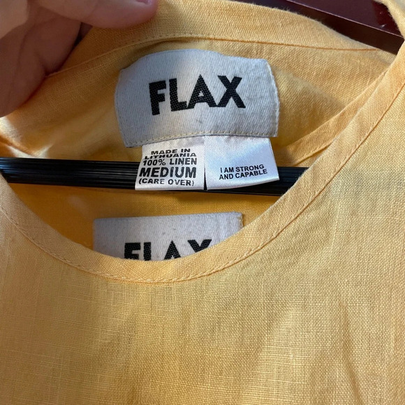 Rare FLAX|| Linen Canary Yellow Set. Short sleeve shirt and Jacket w/buttons  Sm - Picture 10 of 10